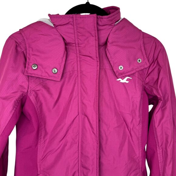 Hollister Pink All Weather Jacket with hood Light weight slim fit Size Small - Picture 5 of 16